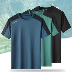 (L-8XL) Ice Silk Quick-Dry Short-Sleeved Men Sport T-Shirt Camping Hiking Fishing T-Shirt Men's Half-Sleeved Fitness Tanks Tops