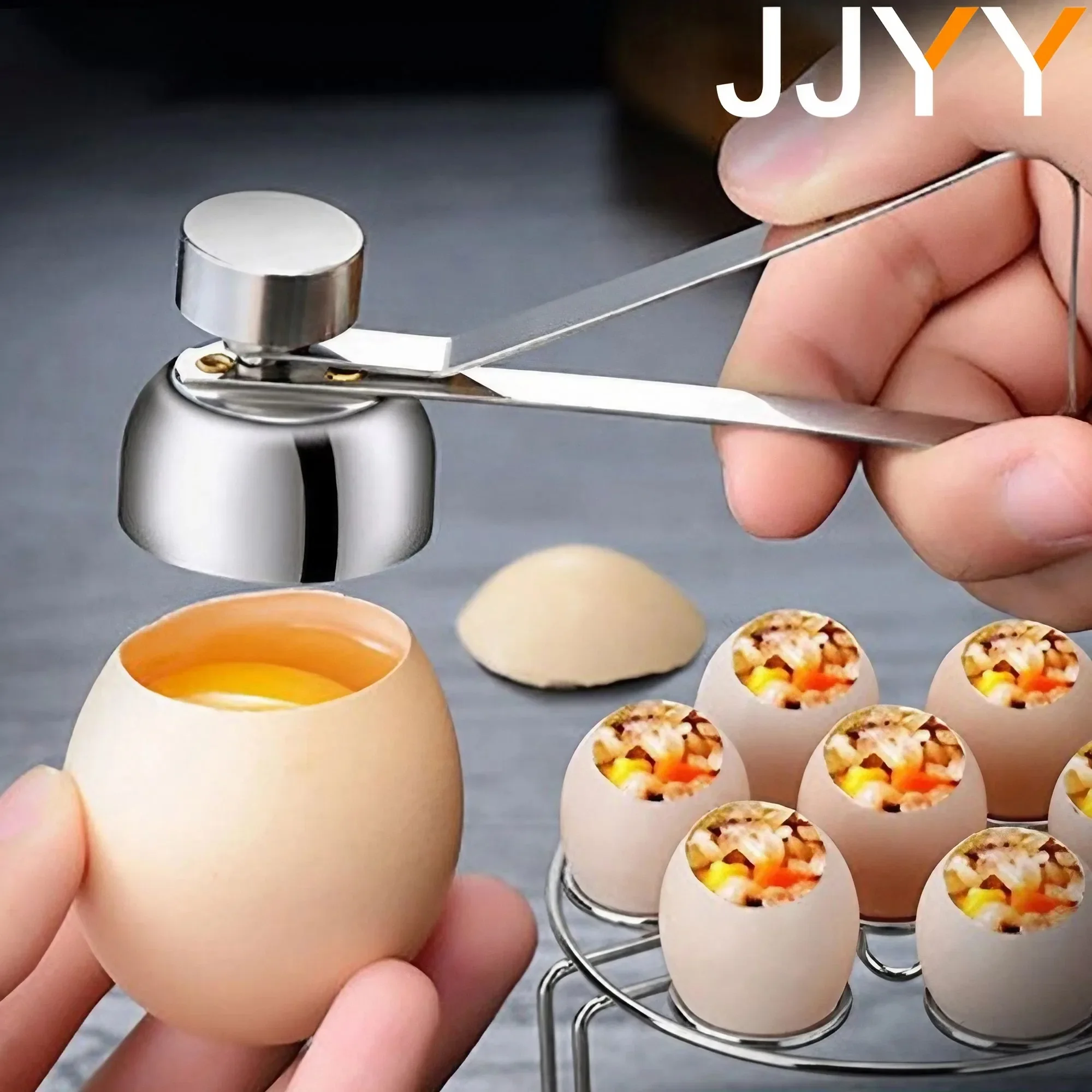 

New Practical Metal Egg Scissors Egg Topper Cutter Shell Opener Stainless Steel Boiled Raw Egg Open Creative Kitchen Tools Set