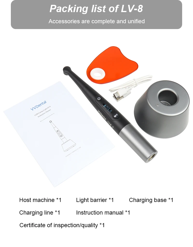 VVDental LED-Aushärtelampe, kabelloser Photopolymerisator für Kieferorthopädie, 1800-2200mw/cm², Harz-Aushärtelampe, 2 einstellbare Modi – Detail 9