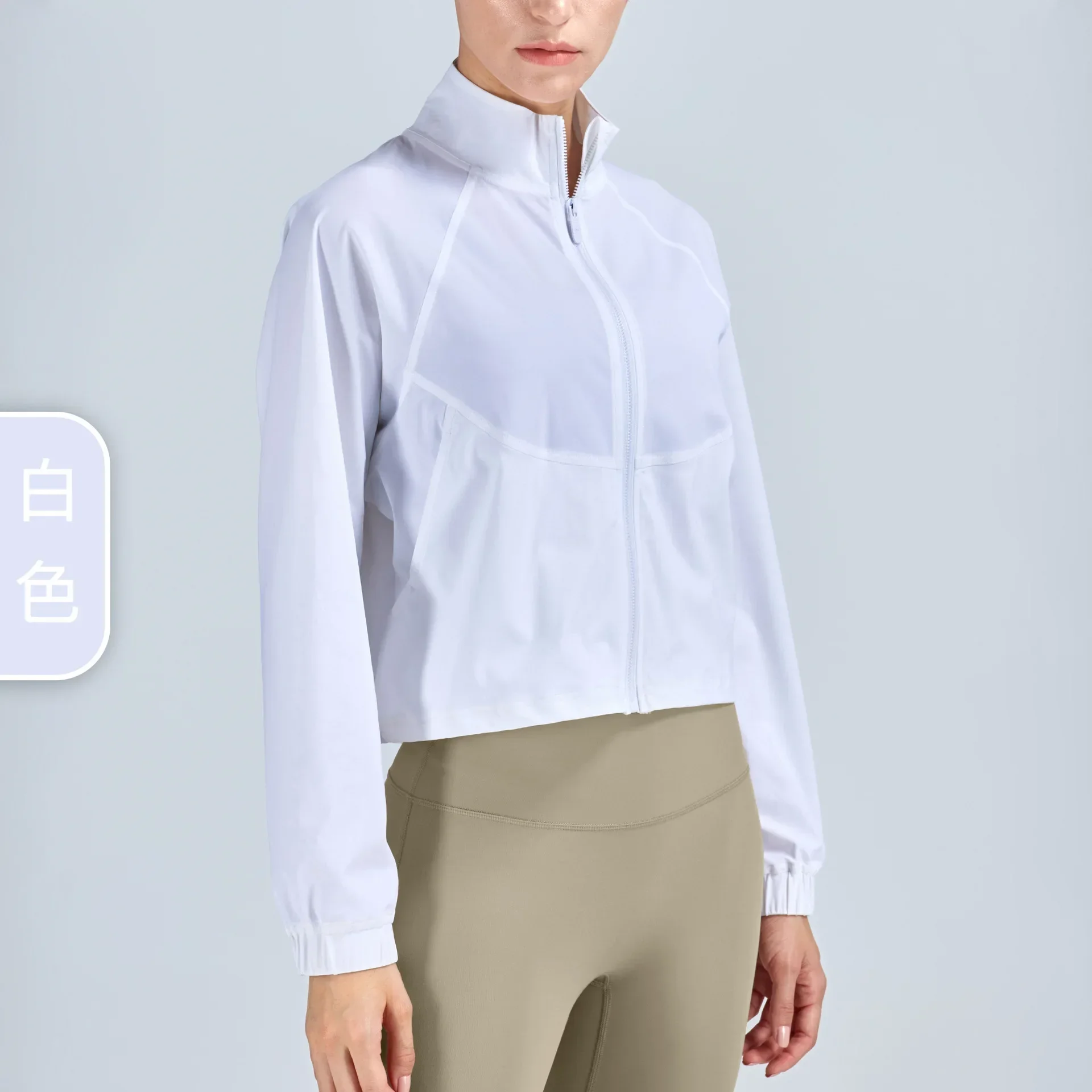 Women's Autumn Jacket Breathable Quick Dry Sport Outerwear Sweaters Cardigan High Collar Zipper Casual Loose Jacket image 6