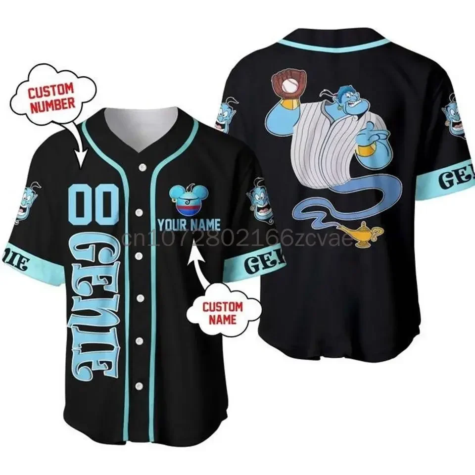 

Disney Genie Aladdin Baseball Jersey 3D Printing Casual Fashion Button Customized Suit Men's and Women's Baseball