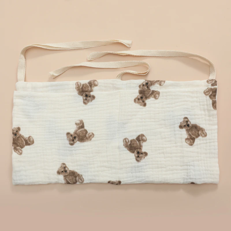 100% Baumwolle Baby Krippe Lagerung Tasche Multifunktionale Neugeborenen Bett Kopfteil Organizer Für Kinder Baby Bettwäsche Windel Tasche – Detail 4
