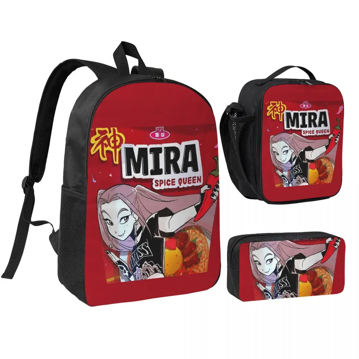 

Рюкзак Queen Ramyeon Ramen 3pecs/set для подростков K-Kpop D-Demon H-Hunters, холщовые сумки для ноутбука, компьютера, сумка для обеда, пенал