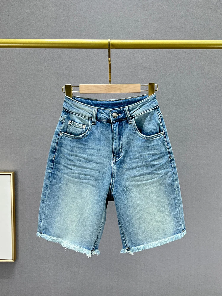 

High Waist Slim Fit Denim orts Women's Five-Quarter Length Summer New Sle Faionable Cotton Stretch Jeans Bootcut Pants