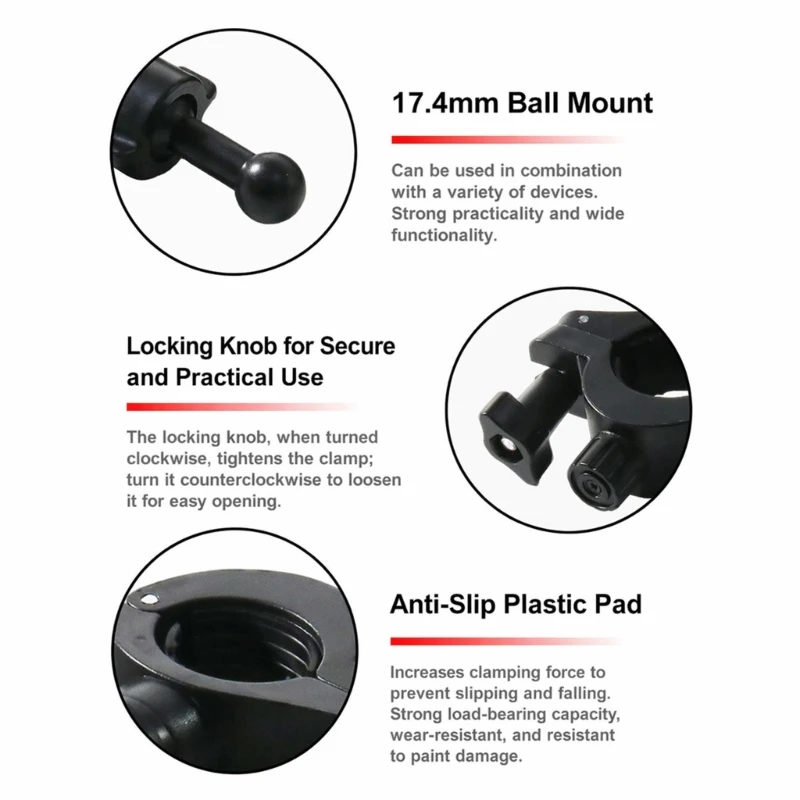 Round Tube Phone Holder with Tightening Clamp Design for 5.5 to 11 in Devices, Vertical or Horizontal Viewing on Lighting