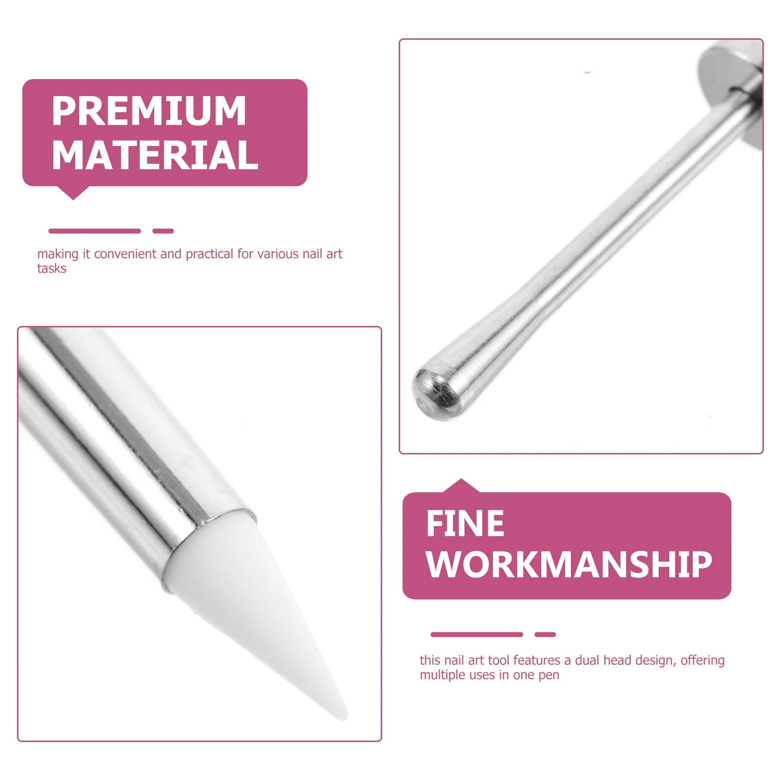 قلم فن الأظافر مزدوج الرأس بني فاتح، فرشاة تزيين الأظافر، قلم مانيكير مزدوج الأطراف لطلاء الجل والرسم والفن