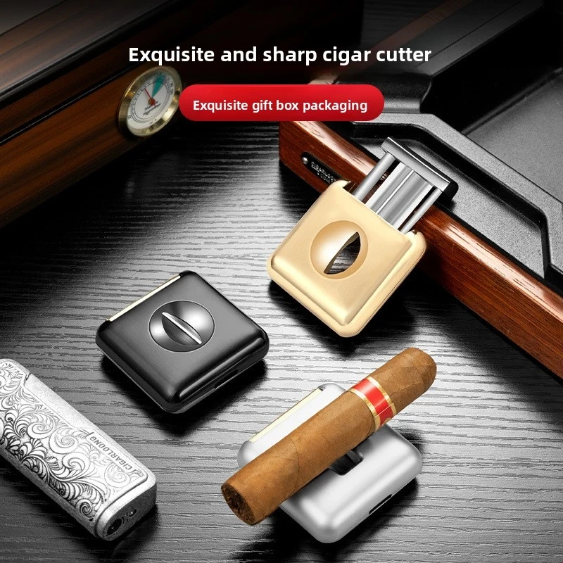 

Cigar cutter with sharp stainless steel blade and cigar holder, portableVCigar cutter CL-J88
