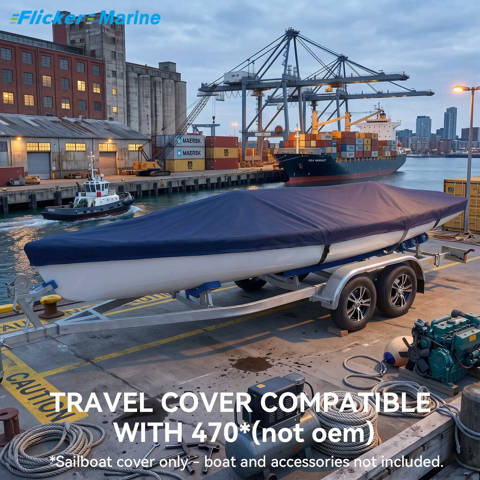 Classic Polyester Sailboat Cover Compatible with 470 Dinghy, 4 Colors, Durable UV Resistant Protective Boat Cover, 2 Sizes