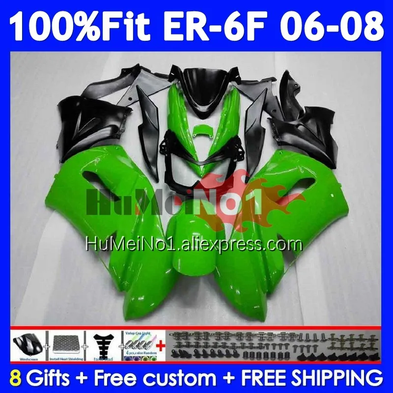 Factory Green Injection Body For KAWASAKI NINJA 650R ER6 F 650 R ER 6 F 245No.0 ER-6F ER 6F ER6F 06 07 08 2006 2007 2008 Fairing