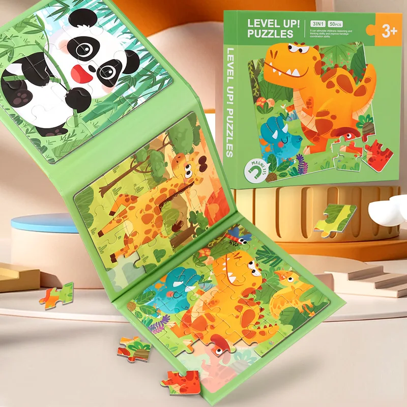 3 em 1 papel avançado magnético animal mundo transporte quebra-cabeça montessori aprendizagem brinquedos educativos crianças jogo de correspondência