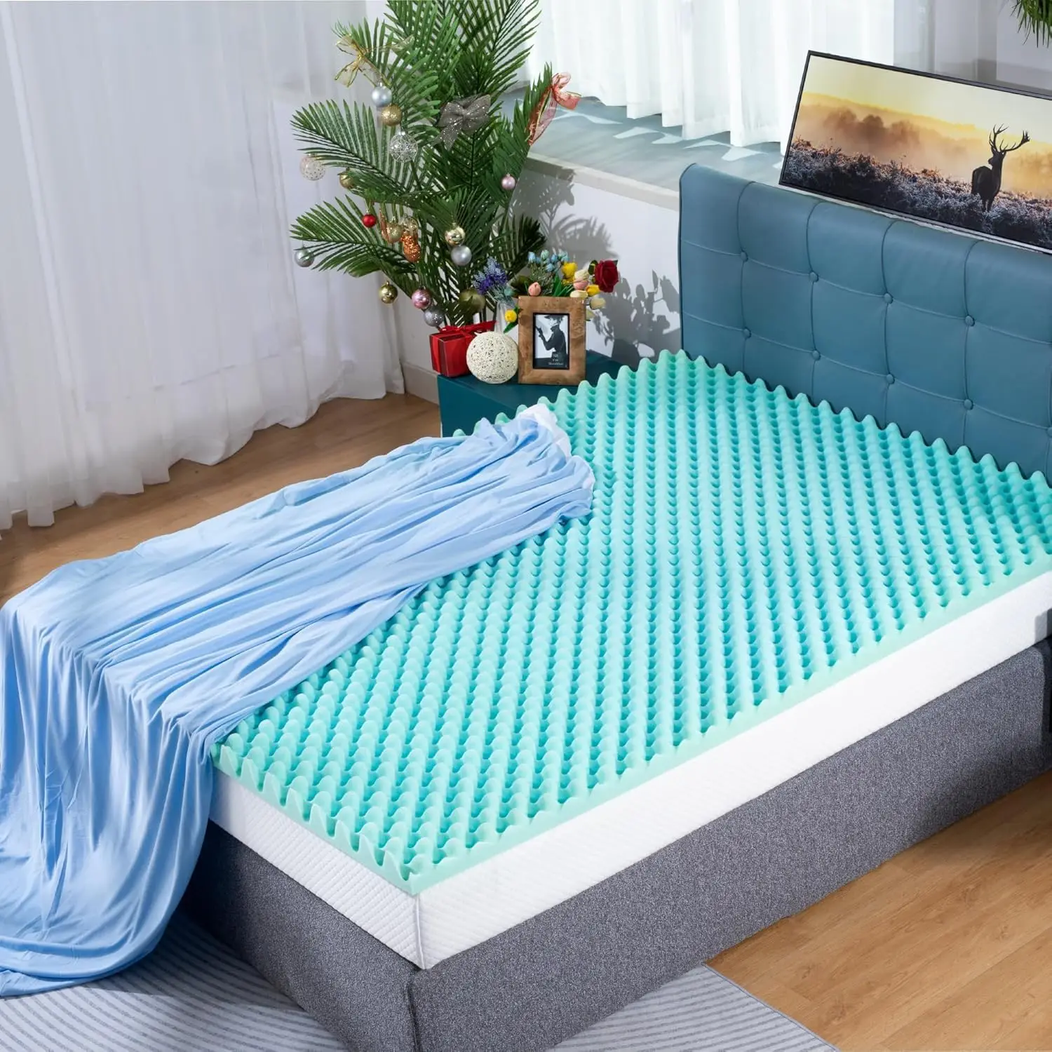 

Mattr Topper Full 2 H Egg Crate Convoluted Cooling Gel Memory Foam With Bonus Hine Washable Cover,Air Flow Design,Us And Euro