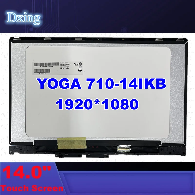 para Lenovo Yoga71014 Yoga 710 14 Yoga 710-14ikb Yoga 710-14 Display Lcd Touch Screen Assembly Frame 1920*1080 B140han03.0 14