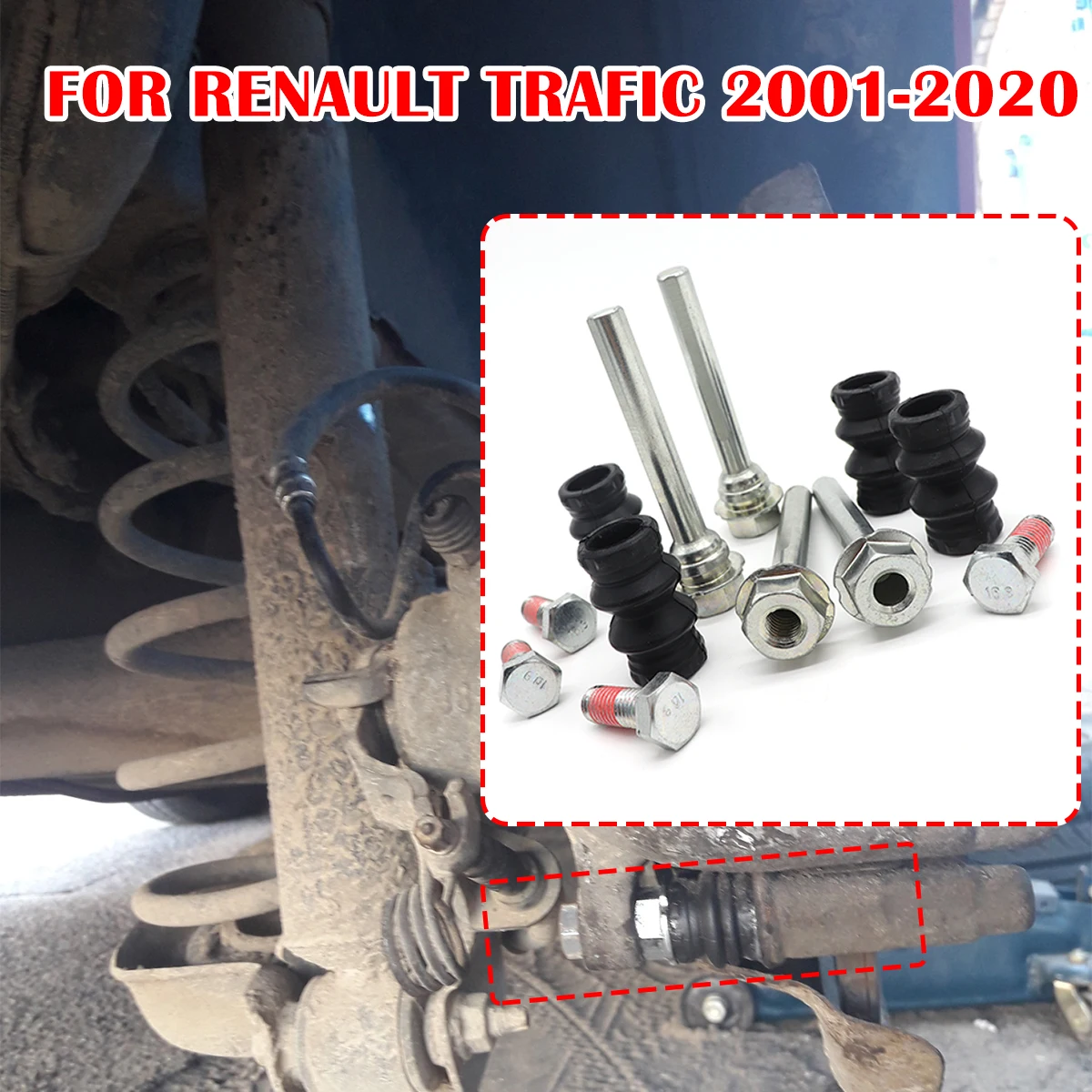 

12pcs FOR RENAULT TRAFIC Brake Caliper Cylinder Slider Guide Pin For Disc Housing Bolts Rubber Bushing Boot Seal Kit 2001-2020