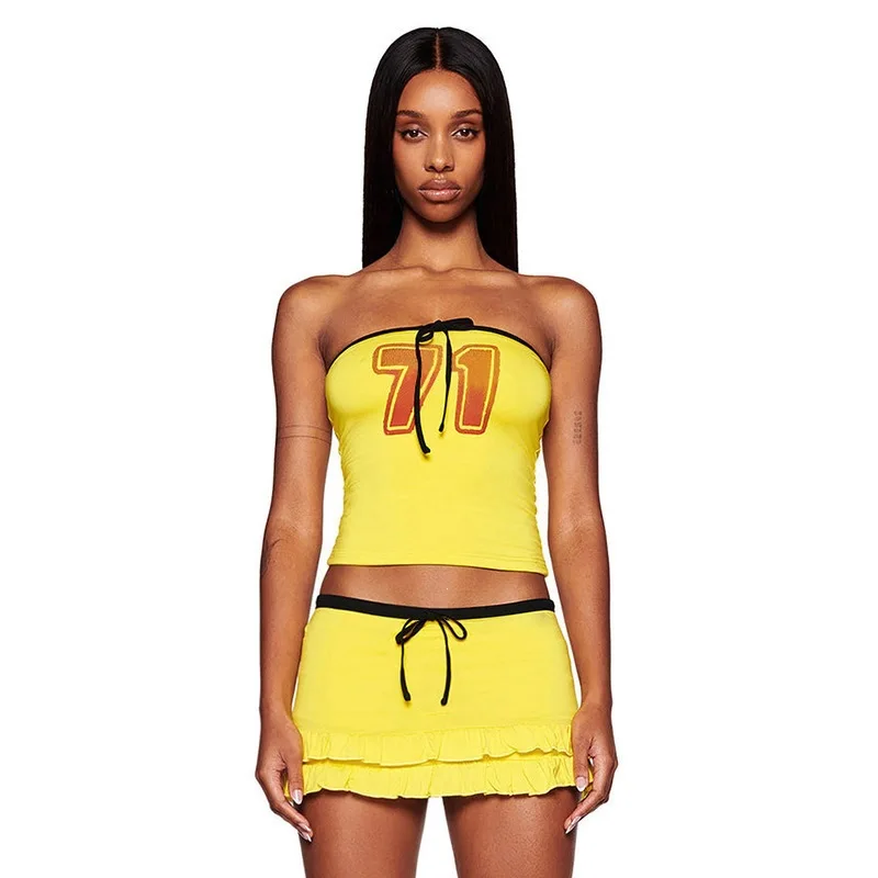 Summer fashion and leisure suit, sleeveless wrapped vest slim and sexy, pleated design hip skirt, spice girl two-piece suit view 4