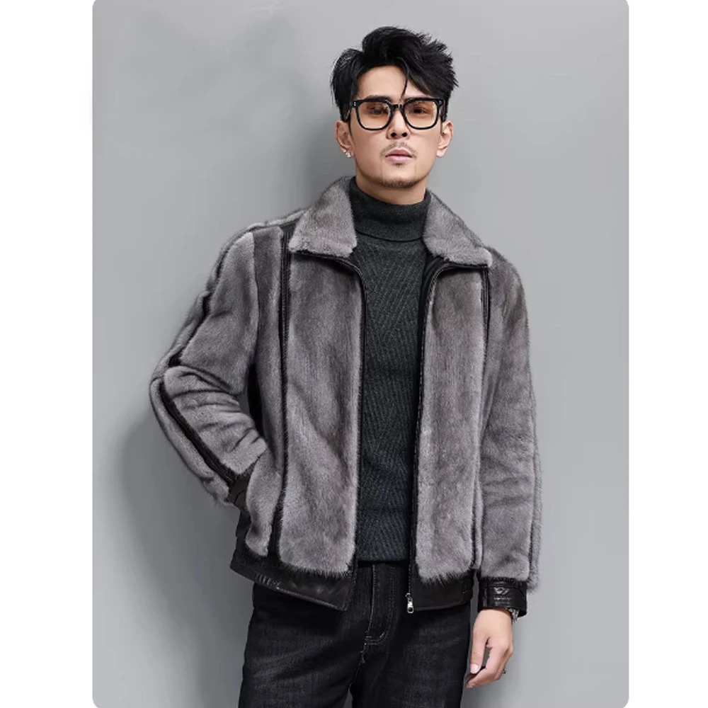 

Hainingkuanhou мужская норковая шуба, мужская куртка на гусином пуху зимняя модная утолщенная теплая шуба для мужчин мужская норковая шуба короткая