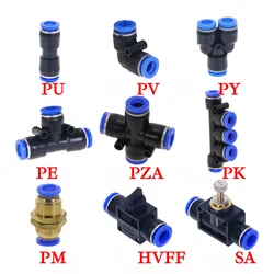 4mm 6mm 8mm 10 12 14 16 Mm Hose Tube Pneumatic Air Fitting Push To Connect Quick Release Tube Connector PU PY PE PV PK PZA HVFF