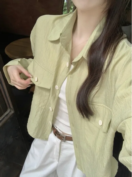 

Sun Protection Short Sleeve Shirt Jacket Loose Fit Thin Korean Style Commute Wind Women's Fashion Top Summer 2026