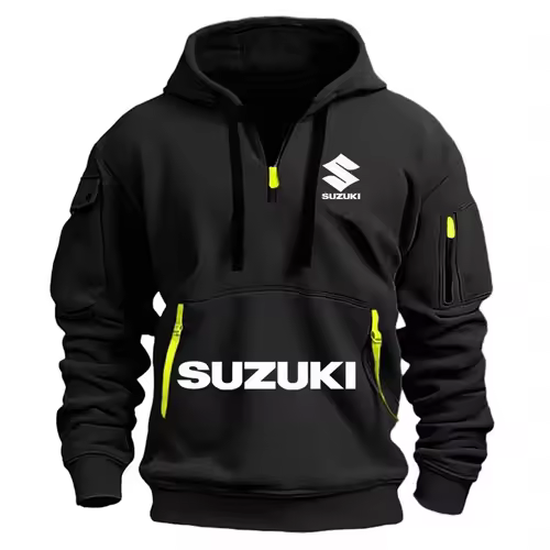 Suzuki new 2025 autumn and winter men's sweatshirt hoodie outdoor street sports casual brand print hoodie half zip sweatshirt - Image 3