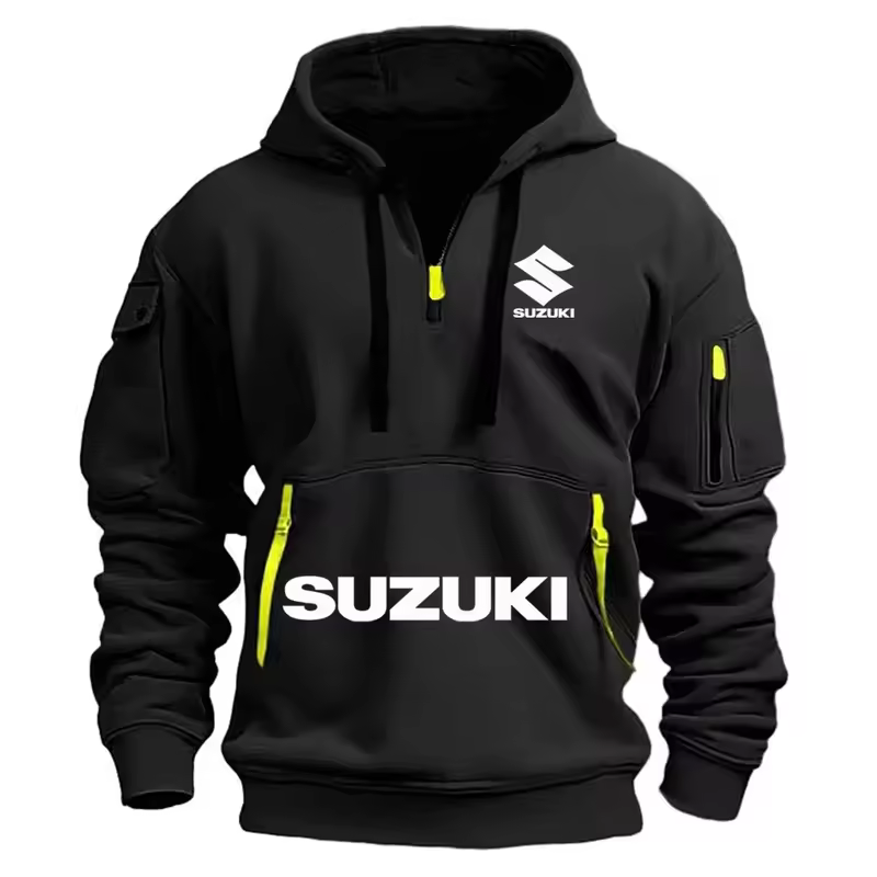 Suzuki new 2025 autumn and winter men's sweatshirt hoodie outdoor street sports casual brand print hoodie half zip sweatshirt - Image 3