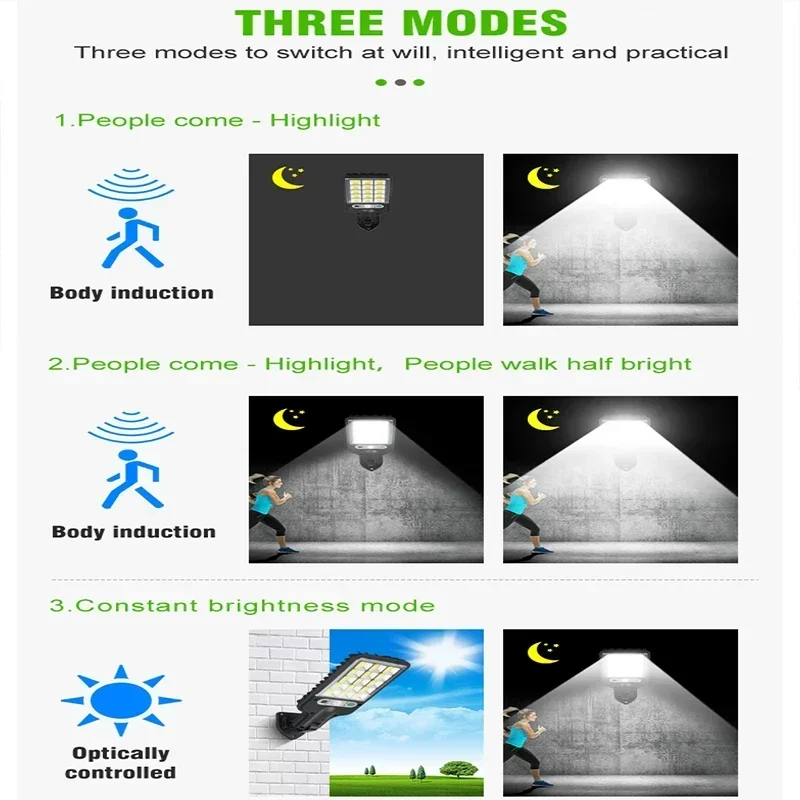 Lampione solare lampada solare da esterno con 3 modalità luce sensore di movimento impermeabile illuminazione di sicurezza per giardino Patio Path