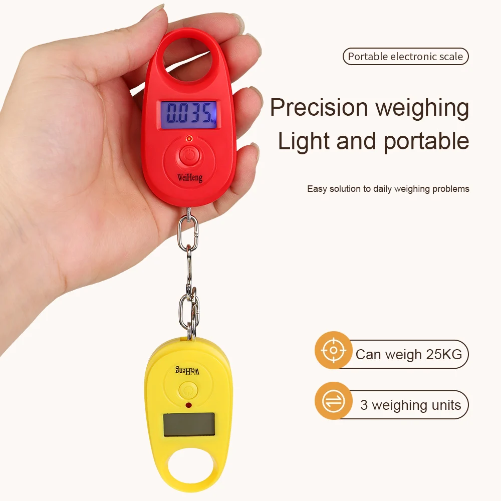 25Kg 5g  Mini Digital Scale Electronic Fishing Weight Pocket Luggage Scales Hanging Hook Mini LCD Weighing Scale