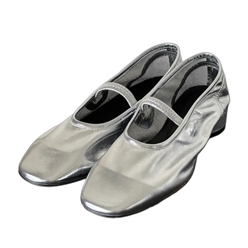 

Withered 2025 Summer French Retro Silver Elegant Mary Jane Shoes Minimalist Sheepskin Soft Flat Shoes Loafer Shoes Women