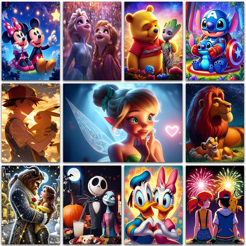

Pokemon Disney Diamond Painting Kits Stitch Pikachu SpongeBob Frozen Elsa Groot Full Square&Round mosaic embroidery Cross stitch