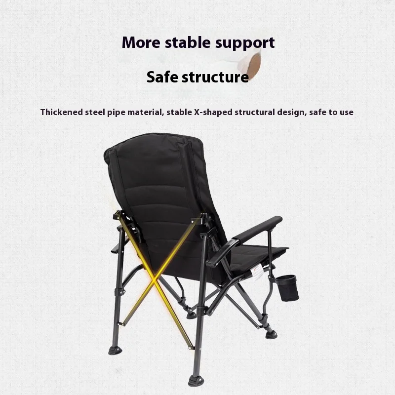 Modern Guest Portable Outdoor Folding Chair Iron Metal Frame Oxford Fabric-Outdoor Furniture for Camping Fishing Lunch Break