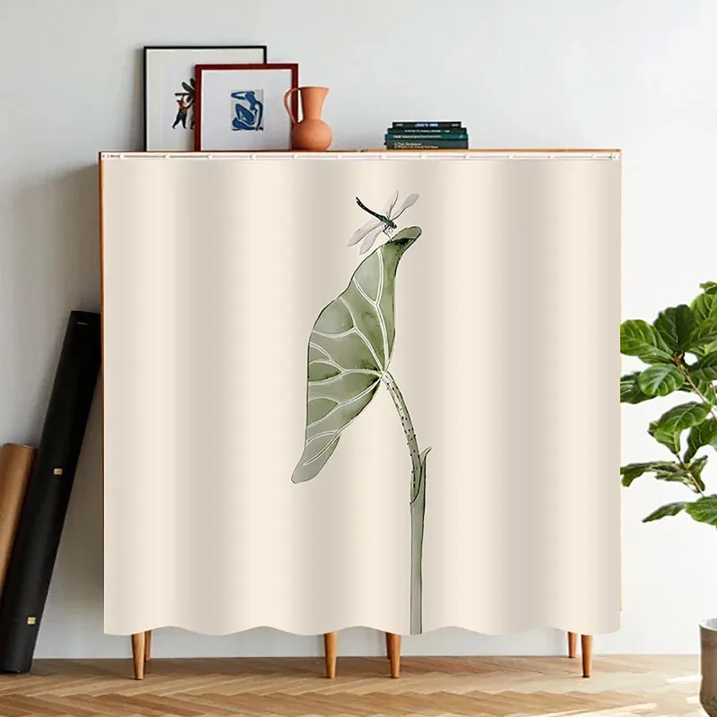 VIKAMA Kitchen Cabinet Short Curtain Lotus Pattern Design Velcro Fastening Dust-Proof Curtain Home Cabinet Decoration