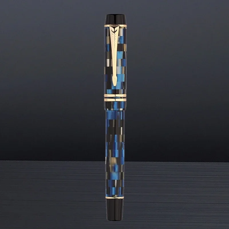 

MAJOHN M600 BOCK Resin Fountain Pen Nib 0.5mm with Converter Checkerboard Writing Ink Pens School Supplies Stationery gift pen