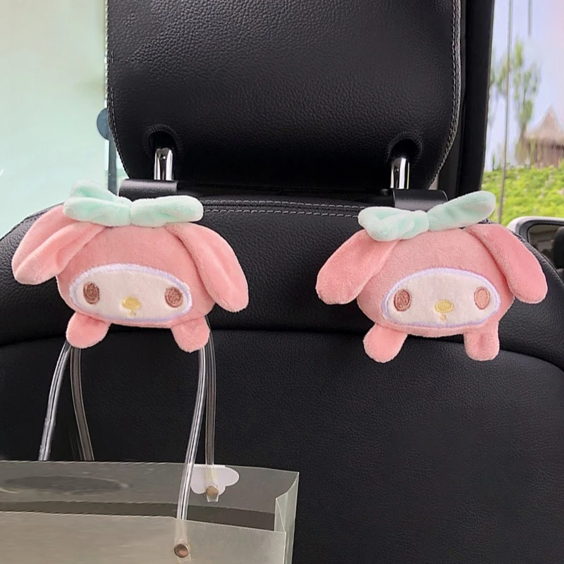 Multifuncional Small Doll Car Hooks, Acessórios Interiores, Pequeno, Sanrio, My Melody, Kuromi, Cinnamoroll, Onpompurin, Kawaii, 1, 2Pcs