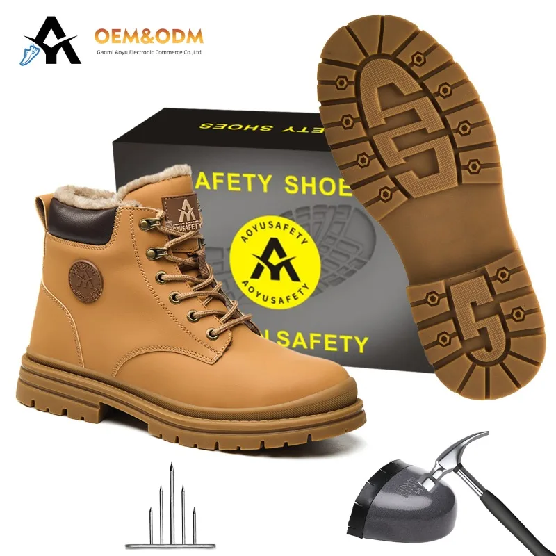 AOYU 2026 WINTER Safety Protective Shoes Steel Toe Work Shoes Men Anti-puncture Safety Shoes Men Women Work Safety BootsHigh‑Top