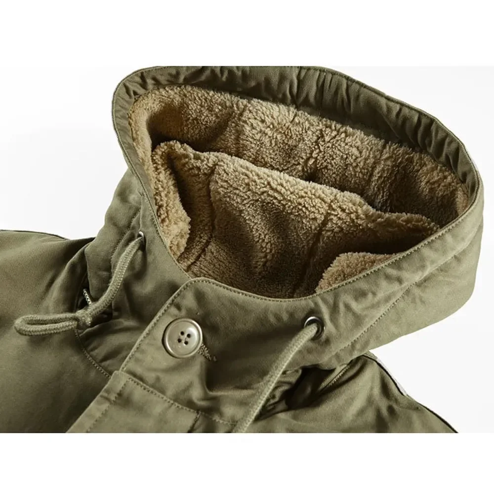 N1 Deck Jackets Men Military Long Coats Vintage Lambswool Thermal Thick Winter Overcoat Hood Fleece Tactical Parka Plus Size 5XL