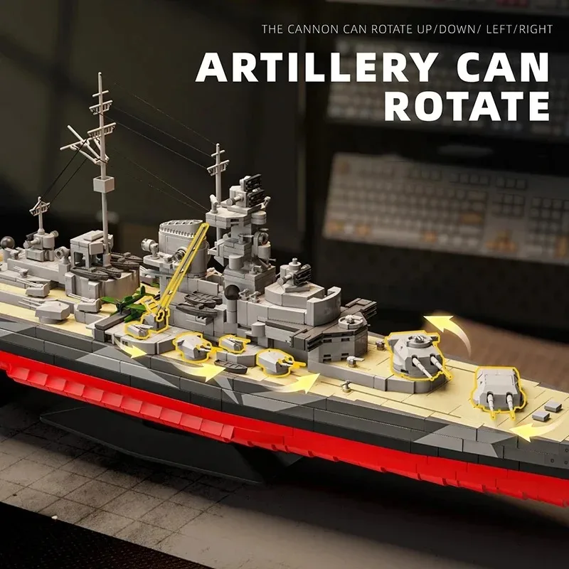 2738PCS Tirpitz Submarine Battleship Building Blocks Set Military Modular Assembly Ship Model Bricks Kit Creative Toy Adult Gift