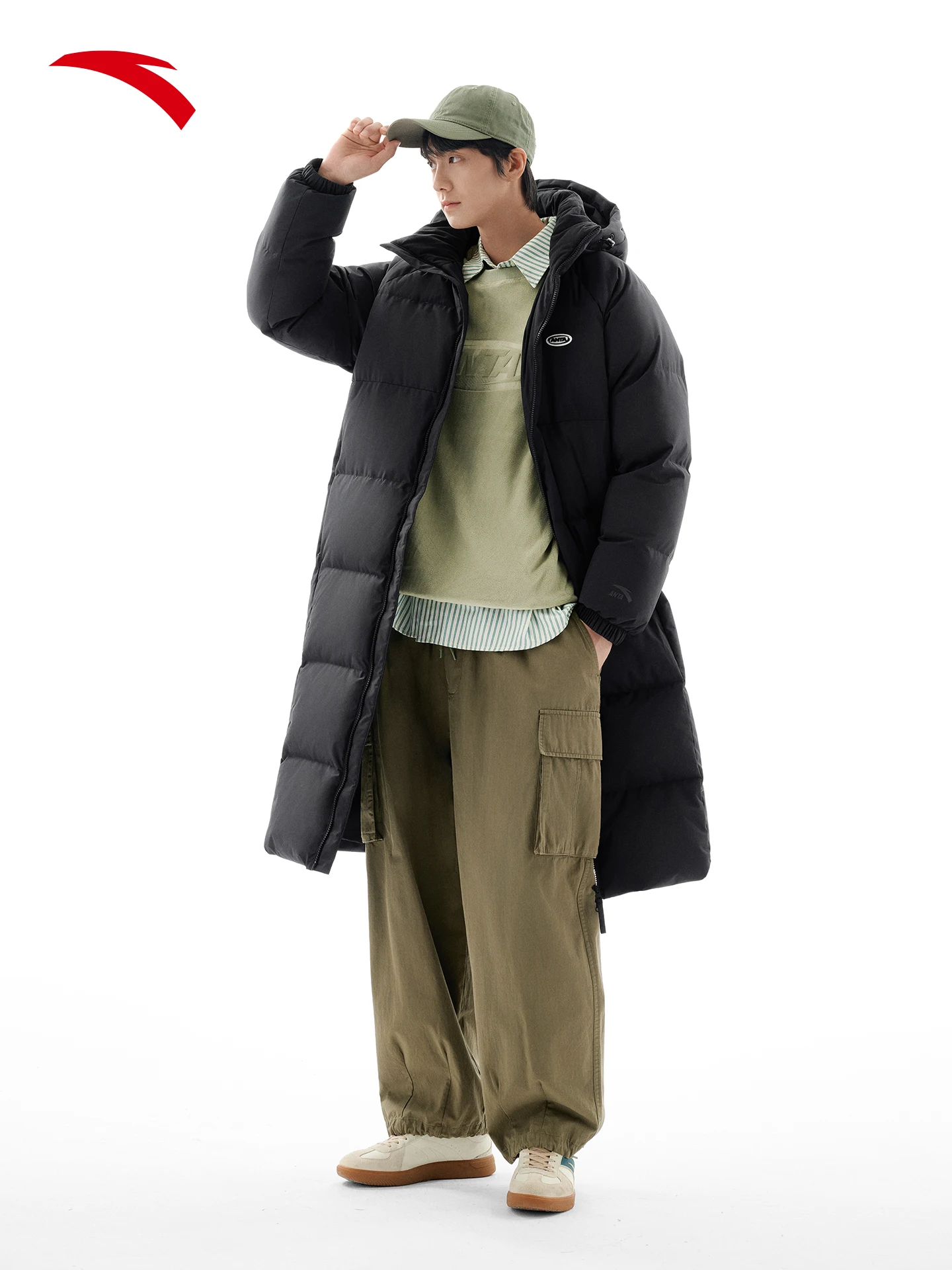 أنتا الخبز أسفل سريعة الدافئة المضادة للرش الرجال شتاء جديد دافئ طويل بطة أسفل مقنعين أسفل سترة