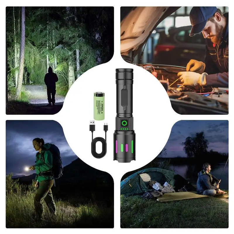 Rechargeable Flashlights Waterproof Work Flashlight Long Range 656-1640ft Rechargeable And Zoomable Flashlight For Camping