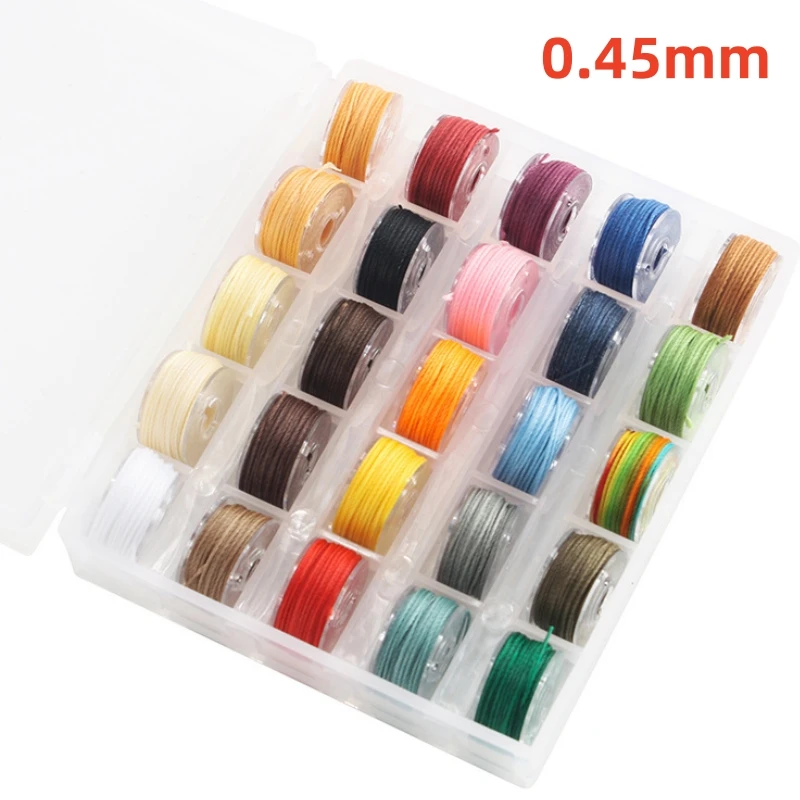 Kit de hilo de coser de cuero de 25 colores/1 caja, hilo encerado redondo, juego de hilo para bobina, hilo para pulseras de cuerda trenzada DIY hechas a mano, para tejer.
