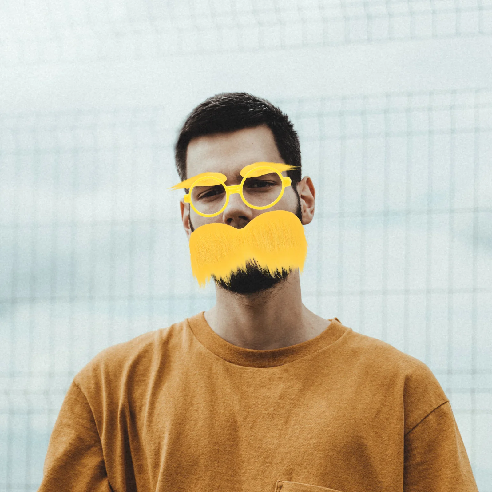 1 conjunto de óculos de plástico amarelo, sobrancelhas de barba falsa, acessórios de fantasia de festa para baile de máscaras, halloween, carnaval, adereços de cabine de foto