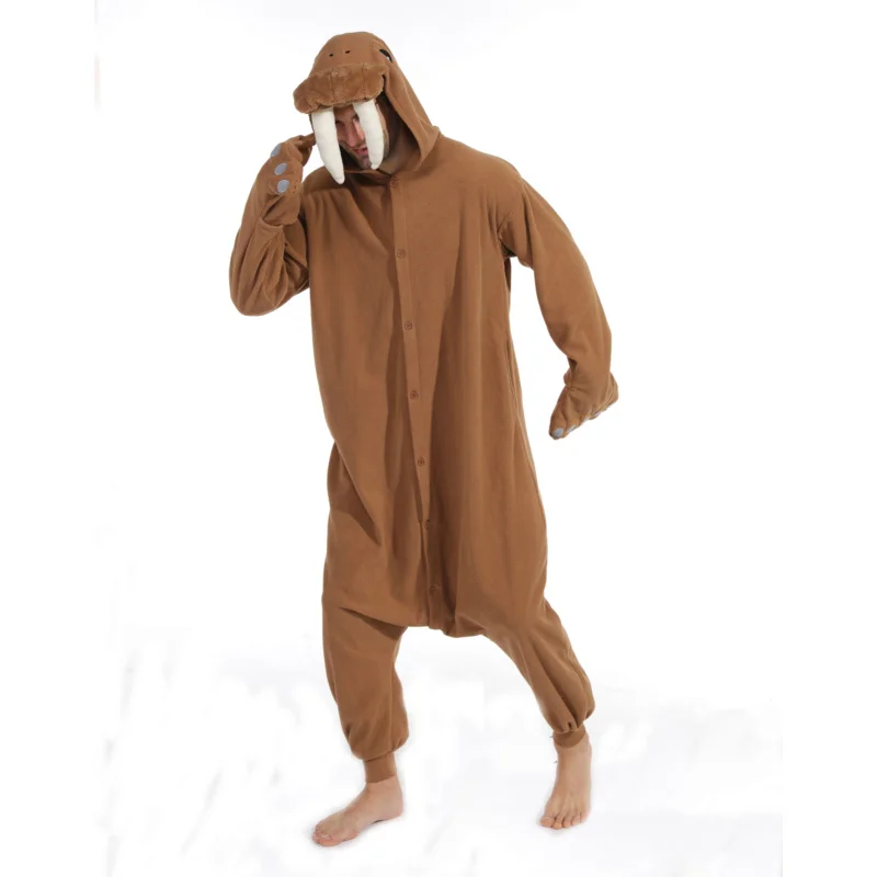 

New Brown Walrus Onesie Animal Pajamas Sleepsuit Cosplay Jumpsuit Halloween Costume Adult