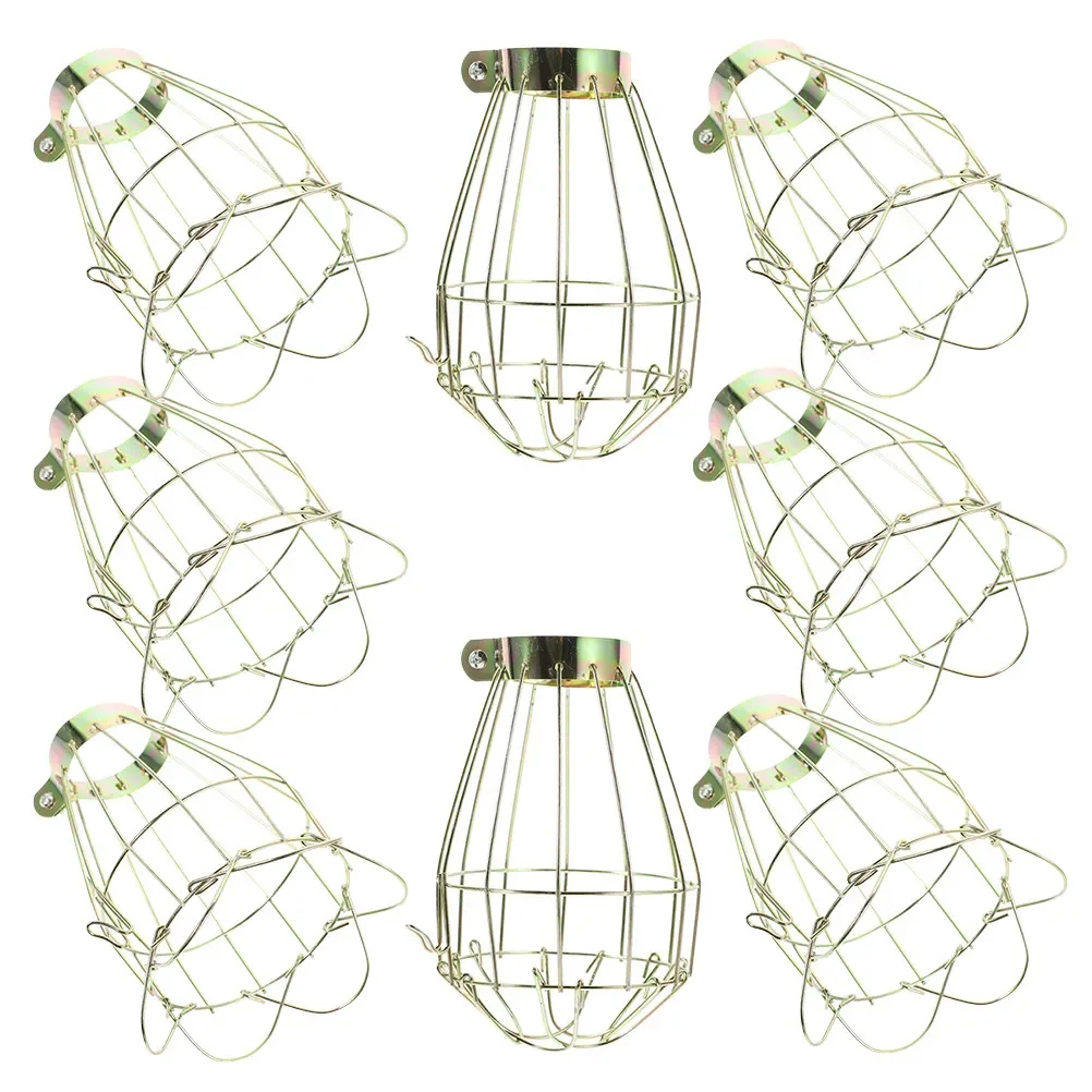 8Pcs Vintage Metal Cage Lampshade DIY Assembly Retro Birdcage Light Bulb Guard for Table Floor Ceiling Lamps Home Decor