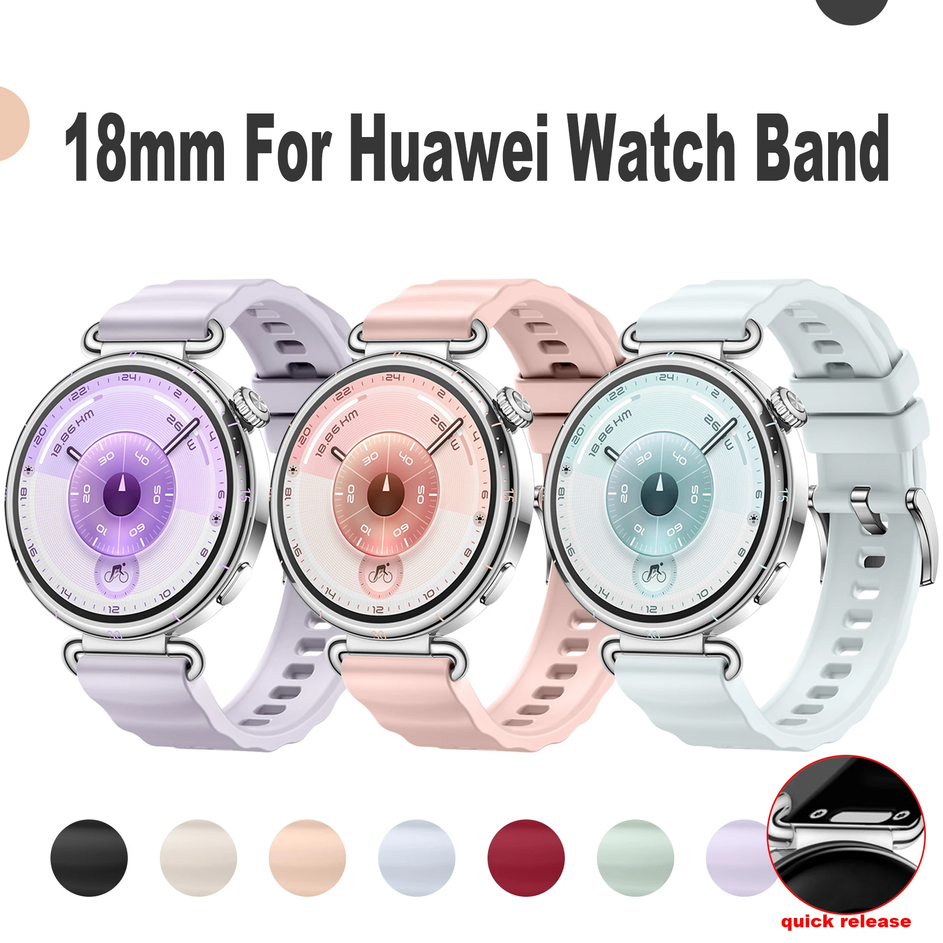 

18mm Silicone Strap For Huawei Watch GT6 41mm Soft Sport WristBand for HUAWEI Watch GT4 GT5 41mm/GT5 Pro 42mm Watchband Bracelet