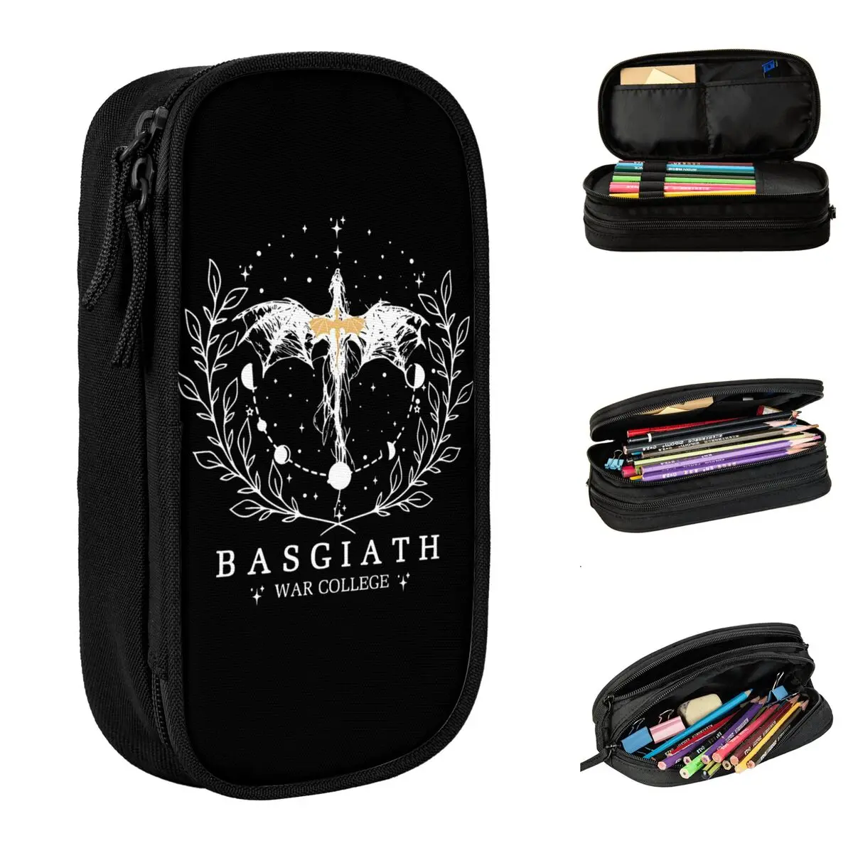 grande capacidade pencil pouch third wing basgiath war faculdade bookish acessorios escolares double layer pencilcase 01