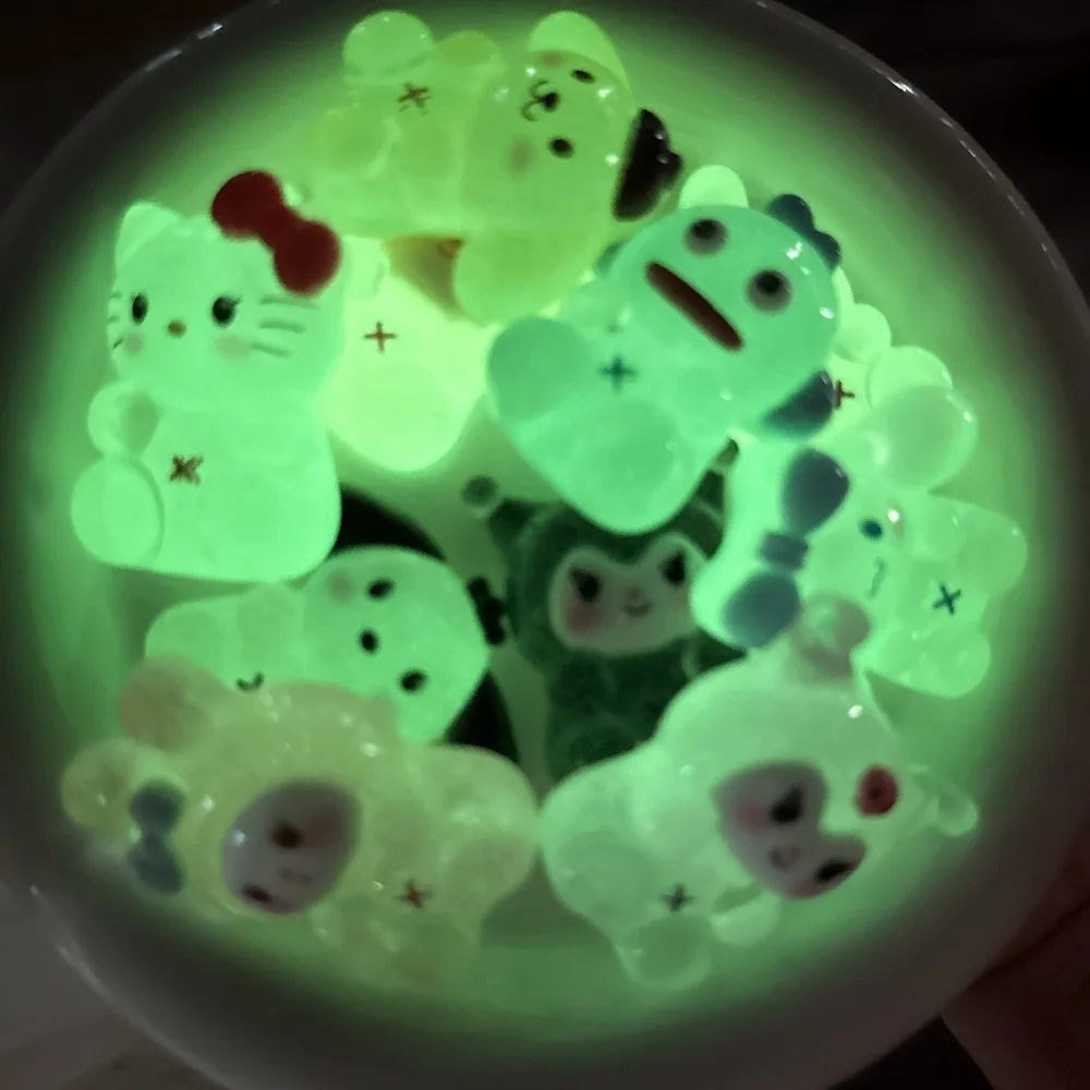 الراتنج يتوهج في الظلام شفافة الكرتون الحيوان مصغرة سحر مسطح، DIY الثلاجة المغناطيس الديكور، كابوشون لسكرابوكينغ #2