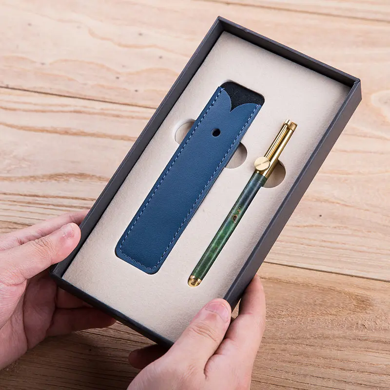 2026 Latest Wooden Luxury Signature Pen Black Business High-end Gift Box Brass Metal Wooden Gel Pen Gift Souvenir Ballpoint Pen