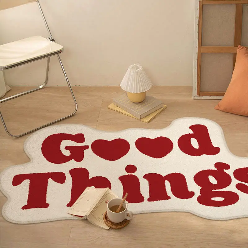 Ins Style Letter Bathroom Door Absorbent Anti Slip Floor Mat for Girls' Bedroom Decoration Renovation Carpet Decoration Carpet