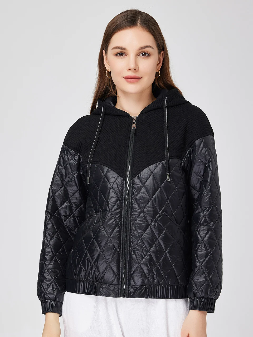 ZIAI New Spring Autumn Short Women\'s spring jacket Short Quilted stitching Hooded fashion jackets for women 2023 ZM-20333