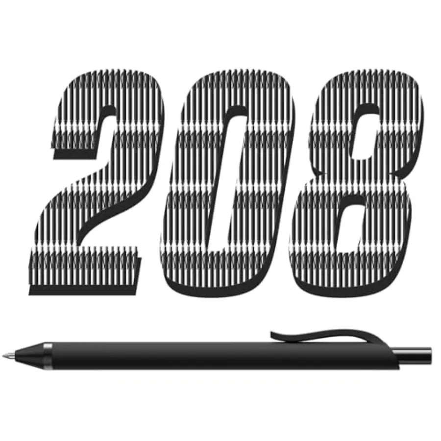 

208 Pack Black Pens - Bulk Pens, Medium Point Ballpoint Pens, Smooth Ink, 1.0MM Retractable Click Pen for Waitress, Server, Off