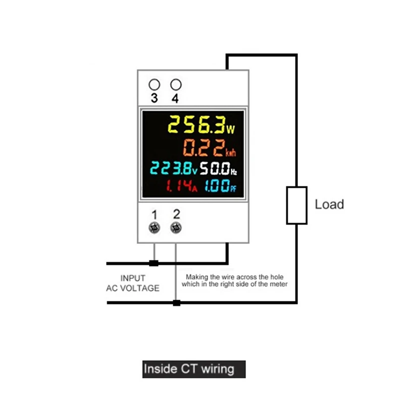 HOT SALE 3X Din Rail AC Monitor 6IN1 40-300V 100A Voltage Current Power Factor Active KWH Energy Frequency Meter VOLT AMP