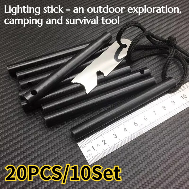 

20PCS/10Set 6*60/8*80mm Fire Starter Stick - Portable Emergency Survival Equipment for Outdoor Exploration