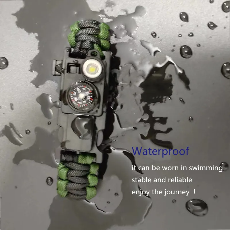 Waterproof Emergency Paracord 550 4mm Led Lights Parachute Cord Bracelet Survival Multifunction outdoor tools for Swimming